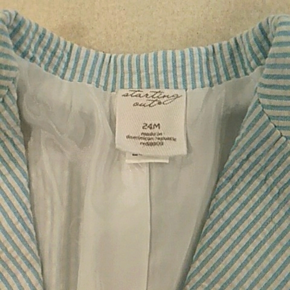 Blue and White Searsucker Starting Out Blazer and Short Set - Picture 2 of 8